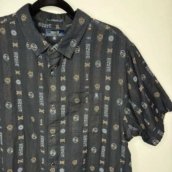 Roark Journey Camp Shirt Mens X-Large Black Blaveis Embroidered Huckberry Nordic - Picture 3 of 7